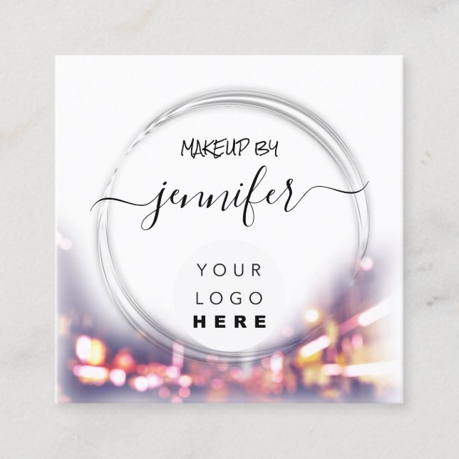 Carte De Visite Carré Logo professionnel ongles beauté cheveux blanc mod (Devant)