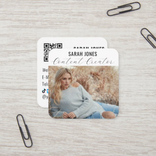 Carte De Visite Carré Logo QR Code Influencer Médias sociaux