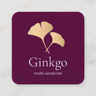 Carte De Visite Carré Logo rose Gold Ginkgo Leaf
