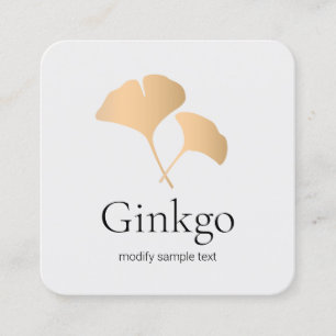 Carte De Visite Carré Logo rose Gold Ginkgo Leaf