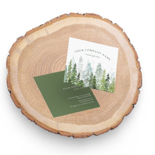 Carte De Visite Carré Logo Rustique Watercolor Pine Forest