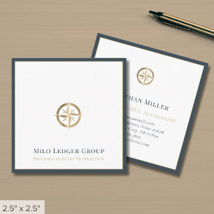Carte De Visite Carré Logo Simple Compass De Luxe