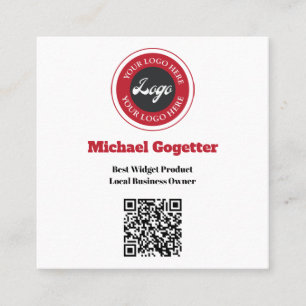 Carte De Visite Carré Logo Social Media QR Code