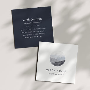 Carte De Visite Carré Logo Watercolor Mountain Vista