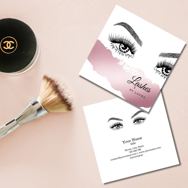 Carte De Visite Carré Longues Belles Lashes Yeux et Brows Main dessinée (Créateur téléchargé)