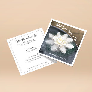 Carte De Visite Carré Lotus blanc dans l'eau Wellness Spa Blanc