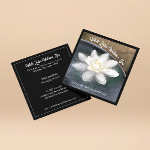 Carte De Visite Carré Lotus blanc dans l'eau Wellness Spa Noir