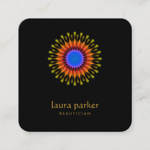 Carte De Visite Carré Lotus Fleur Logo Thérapie de guérison Yoga Holisti