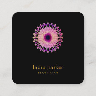 Carte De Visite Carré Lotus Fleur Rose Thérapie de guérison Yoga Holisti