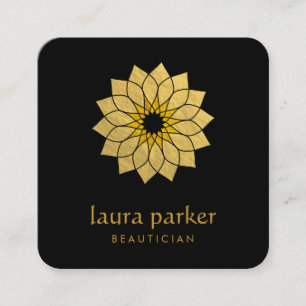 Carte De Visite Carré Lotus Flower Gold Logo Guérison Yoga Holistic