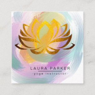 Carte De Visite Carré Lotus Mandala Paint Yoga Instructeur Holistic