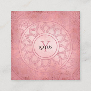 Carte De Visite Carré Lotus Mandala Yoga Centre, l'Élégant de l'or Rose