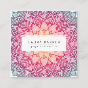 Carte De Visite Carré Lotus Mandala Yoga Instructeur Méditation Holistic