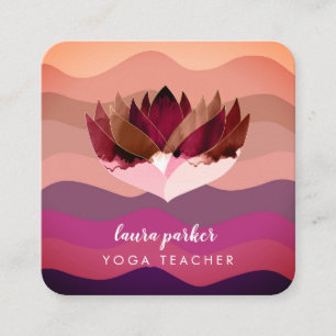 Carte De Visite Carré Lotus Purple Mandala Meditation Yoga Boho