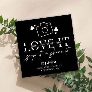 Carte De Visite Carré Love Snap Share Social Media Minimalist Font Logo