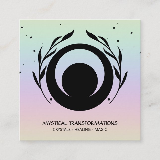 Carte De Visite Carré *~* Lunaire Sun Moon Magic Boho Universe Rainbow (Devant)