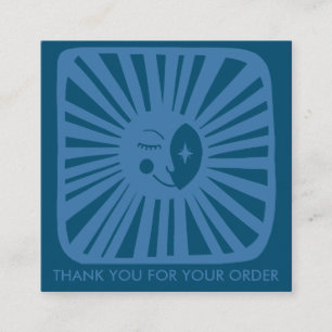 Carte De Visite Carré Lune bleue brillante Charming Boho Order Merci