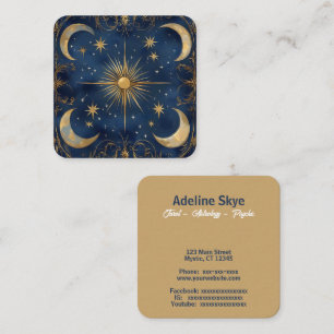 Carte De Visite Carré Lune céleste et étoiles