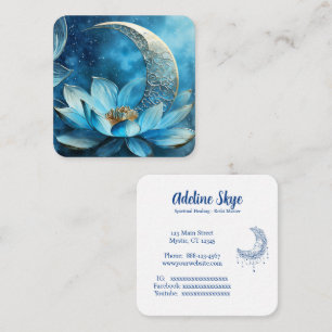 Carte De Visite Carré Lune céleste et fleur de lotus