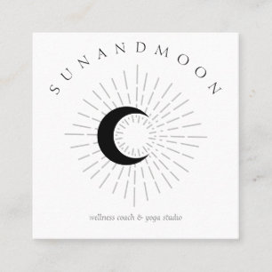 Carte De Visite Carré Lune de soleil céleste minimaliste blanche