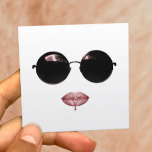 Carte De Visite Carré Lunettes de soleil modernes et maquilleur rose de