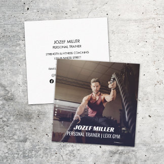 Carte De Visite Carré Lutter contre les cordes Sports Fitness Entraîneur