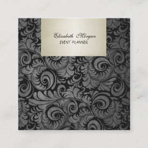 Carte De Visite Carré Luxe Classique Elégant, Damas