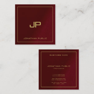 Carte De Visite Carré Luxe Elegant Modèle Gold Custom Text Monogramme