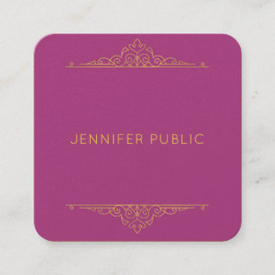 Carte De Visite Carré Luxe Elegant Modèle Professional Gold Text
