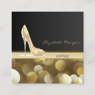 Carte De Visite Carré Luxe Glam Elegant, Bokeh, Talon
