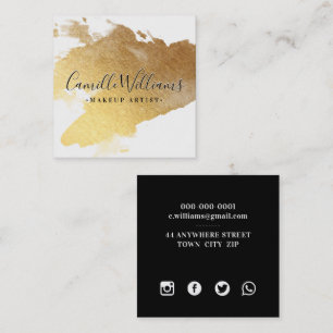 Carte De Visite Carré LUXE MINIMUM glam faux gold foil splash black S