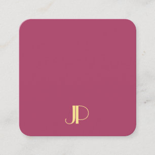 Carte De Visite Carré Luxe Moderne Elegant Or Monogramme Modèle