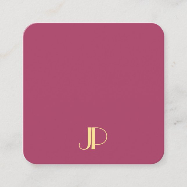 Carte De Visite Carré Luxe Moderne Elegant Or Monogramme Modèle (Devant)