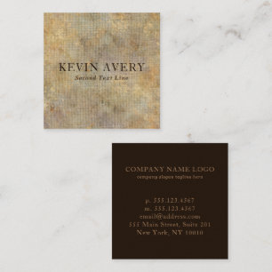Carte De Visite Carré Luxe Rustique Beige Gold Linen Texture