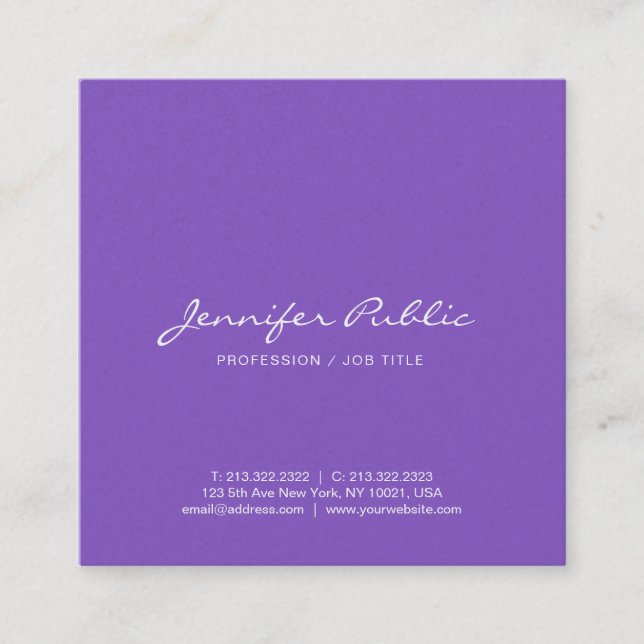 Carte De Visite Carré Luxe violet élégant moderne professionnel créatif (Devant)
