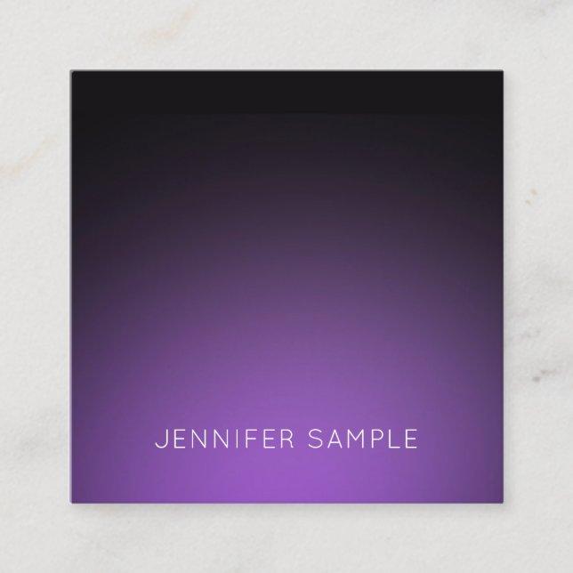 Carte De Visite Carré Luxueux Moderne Propre Design élégant Purple Plain (Devant)