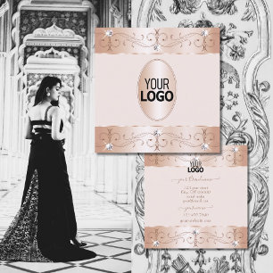 Carte De Visite Carré Luxueux Rose Gold Ornate Ornaments Ajouter Logo Lu