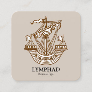 Carte De Visite Carré Lymphad (Bateau héraldique) - Noyer sur Noyer de L