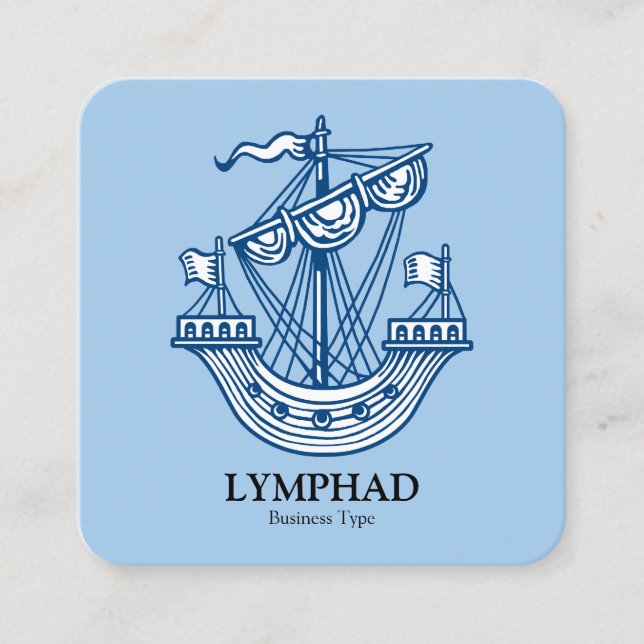 Carte De Visite Carré Lymphad (navire héraldique) - Indigo Blue (Devant)