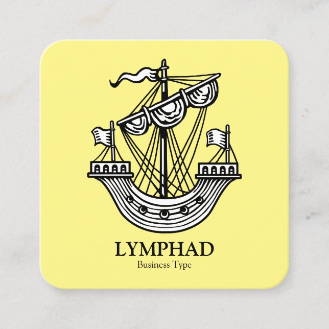 Carte De Visite Carré Lymphad (navire héraldique) - Noir sur bleu clair (Devant)