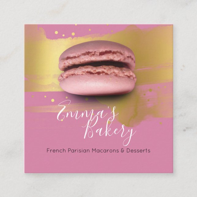 Carte De Visite Carré Macarons et desserts parisiens (Devant)