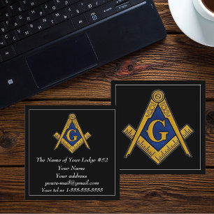 Carte De Visite Carré Maçonnerie maçonnique Freemason noir bleu