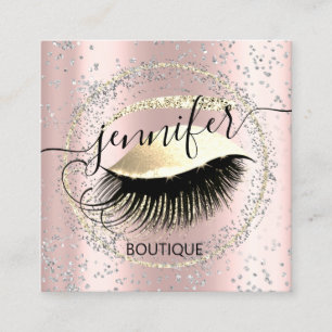 Carte De Visite Carré Magasin de maquillage professionnel QR Code Silver