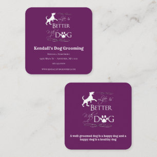Carte De Visite Carré Magenta Funny Citation Chien Grooming