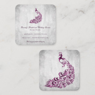 Carte De Visite Carré Magenta Peacock Mariage et services nuptiaux