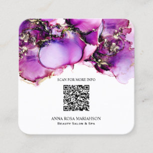 Carte De Visite Carré *~* Magenta QR CODE Yummy Gold Gilded AP29 