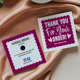 Carte De Visite Carré Magenta Wave Order Merci LOGO Icône sociale