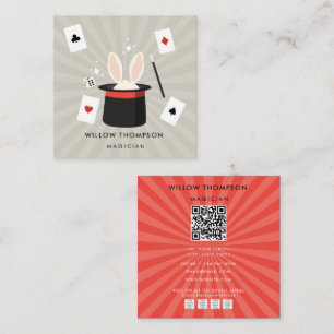 Carte De Visite Carré Magicien Show Illusion de magicien QR Code Médias 