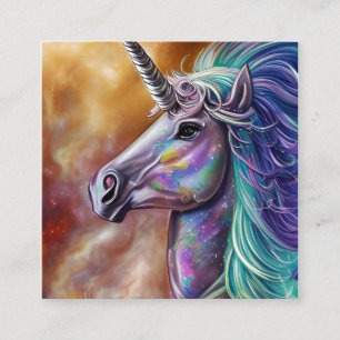 Carte De Visite Carré Magnifique Unicorn Détaillé Cheval Plein Corps Wat