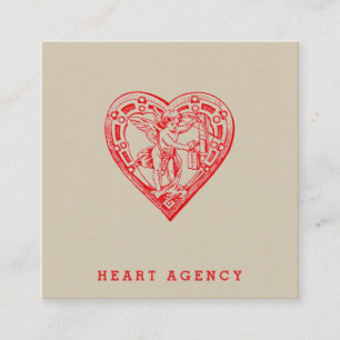 Carte De Visite Carré Mailing Valentine Coeur Vintage